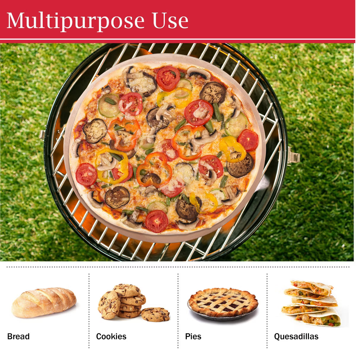 Pizza Stone – Pizza Stone with Cutter and Rack – Beige