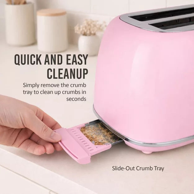 Toaster – Classic Retro 2-Slice Toaster – Pink
