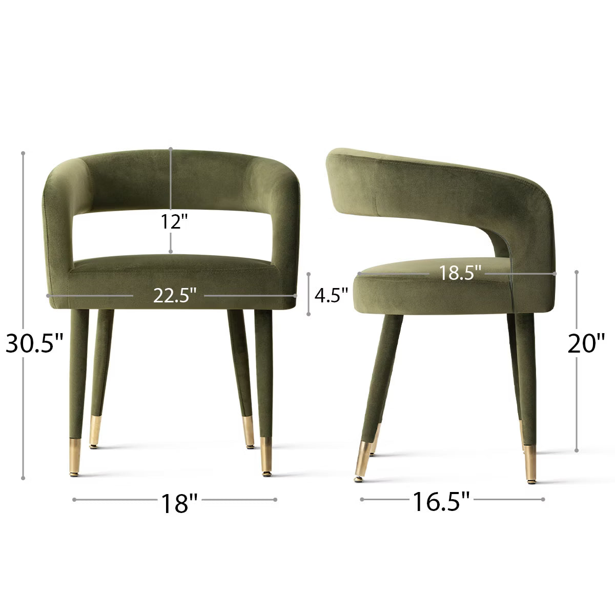 Set of 2 Modern Burgundy Velvet Accent Dining Chairs