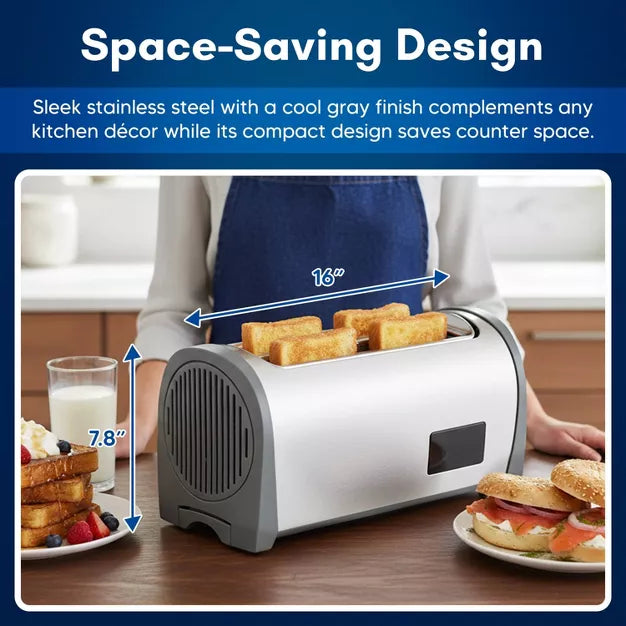 Toaster – 4 Slice Toaster Long Slot Stainless – Silver