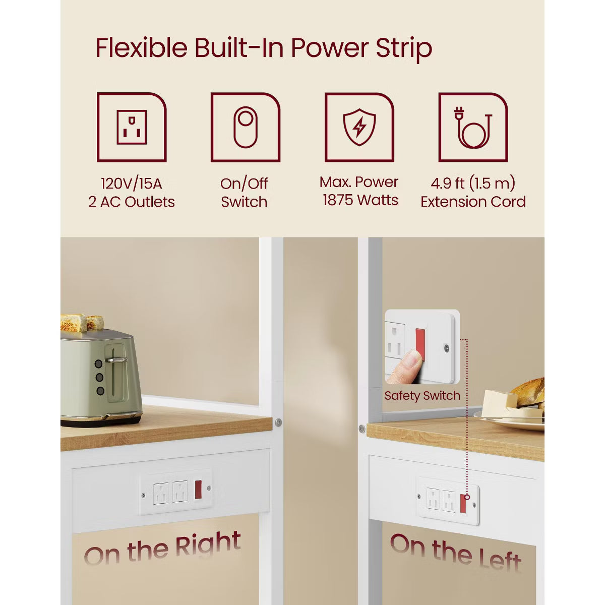 Baker's Rack – Culinvaro Kitchen Bakers Rack with Power Outlet
