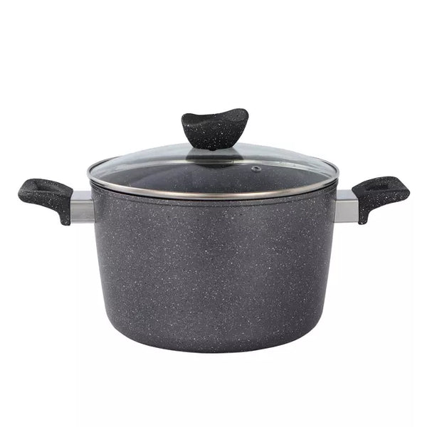 Stock Pot – Style Cooking Pot with Glass Lid – Black