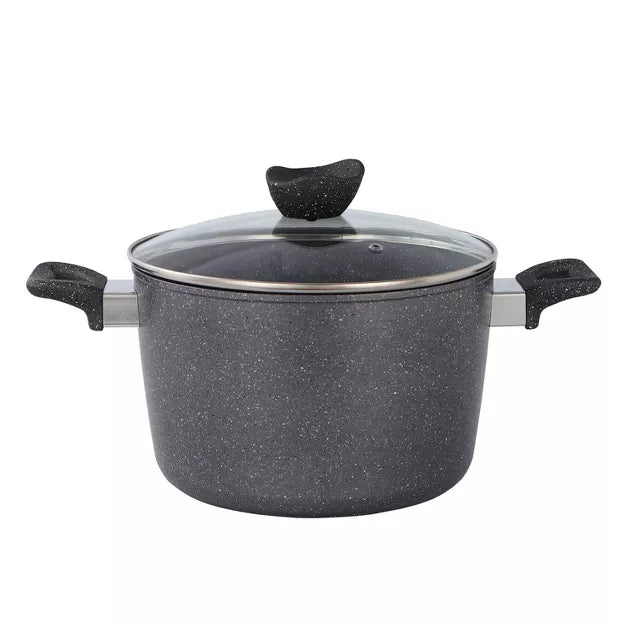 Stock Pot – Style Cooking Pot with Glass Lid – Black