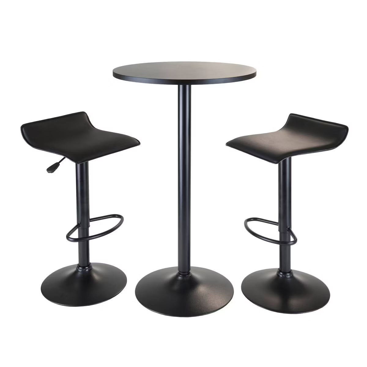 3pc Obsidian Bar Height Dining Set with Air Lift Adjustable Stools Wood/Black
