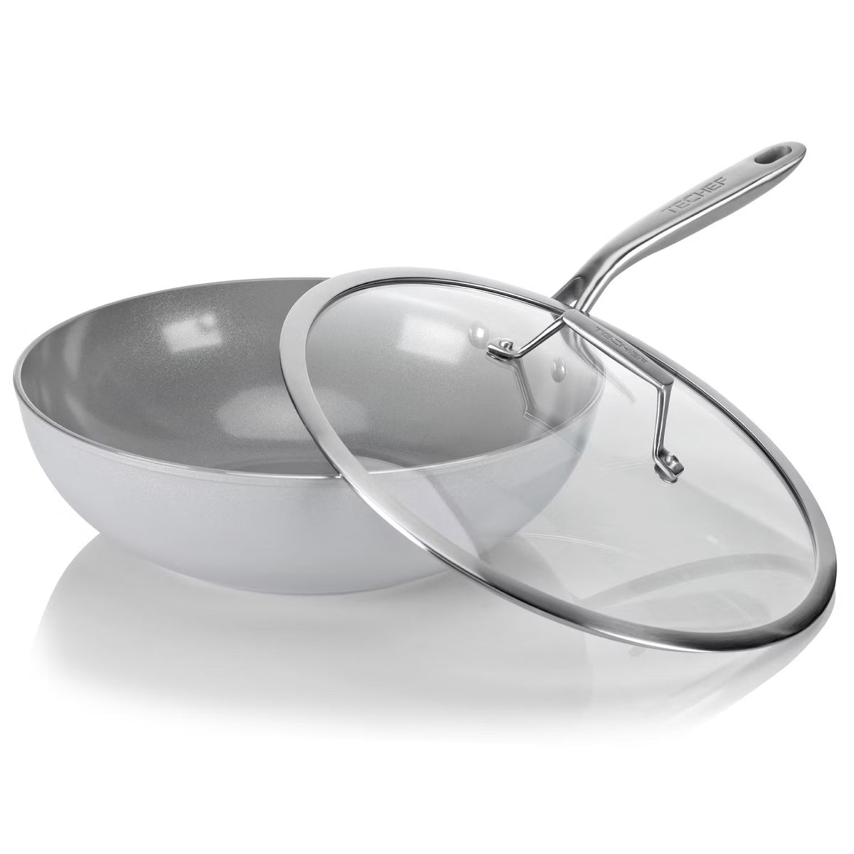 Wok – 12" Ceramic Nonstick Wok – Silver