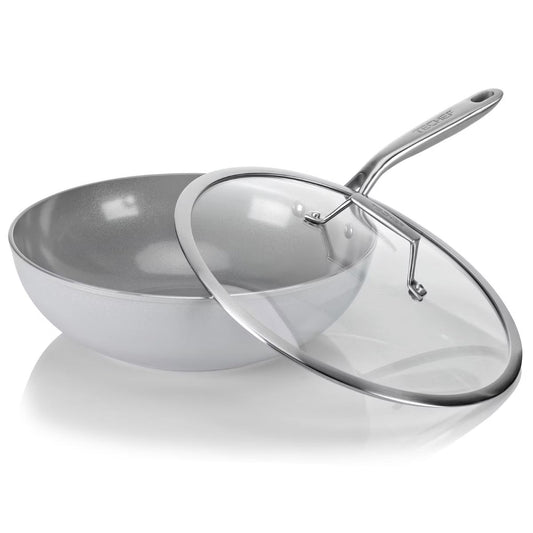 Wok – 12" Ceramic Nonstick Wok – Silver