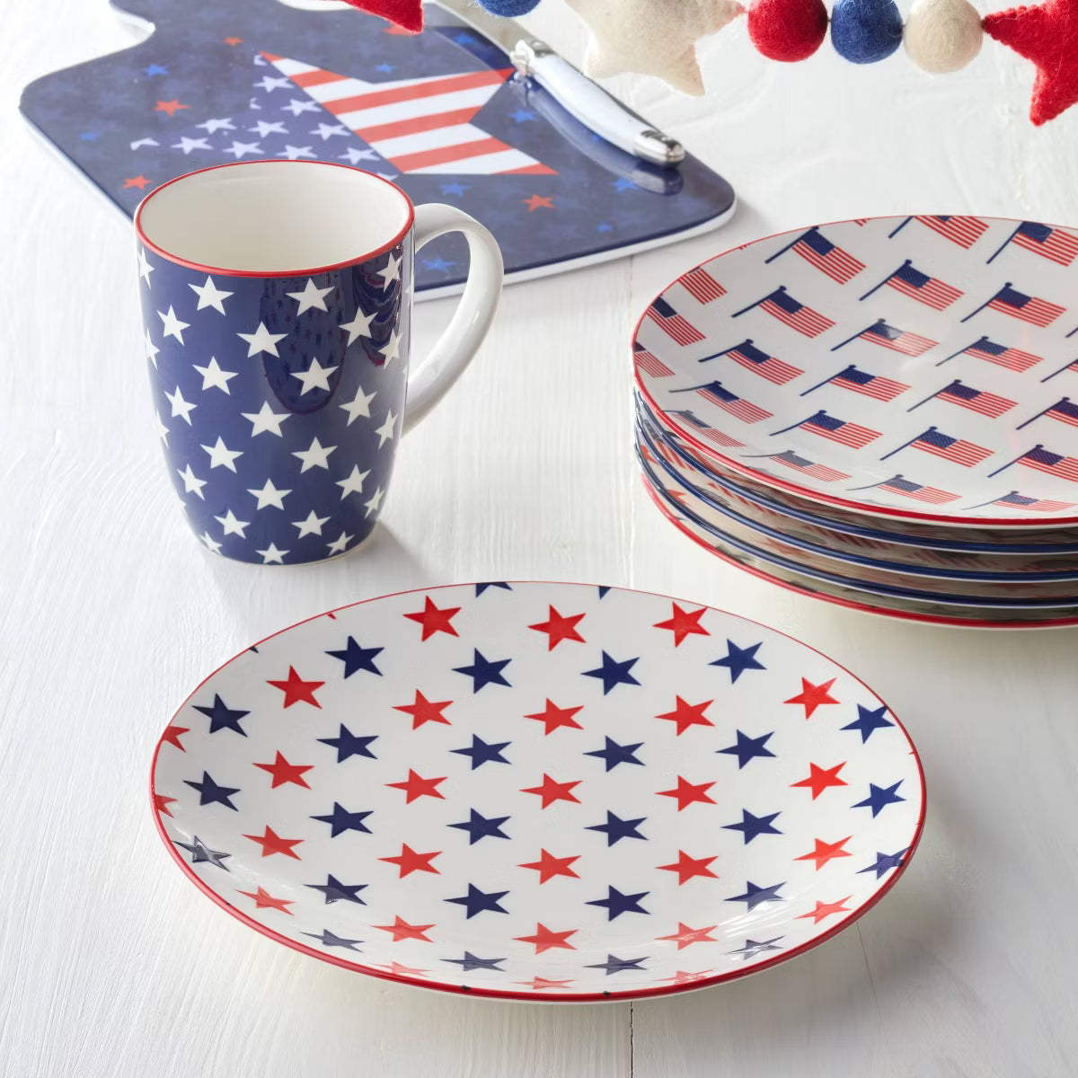 Salad Plate – Culinvaro Patriotic Pad Print Set of 6 Salad Plates