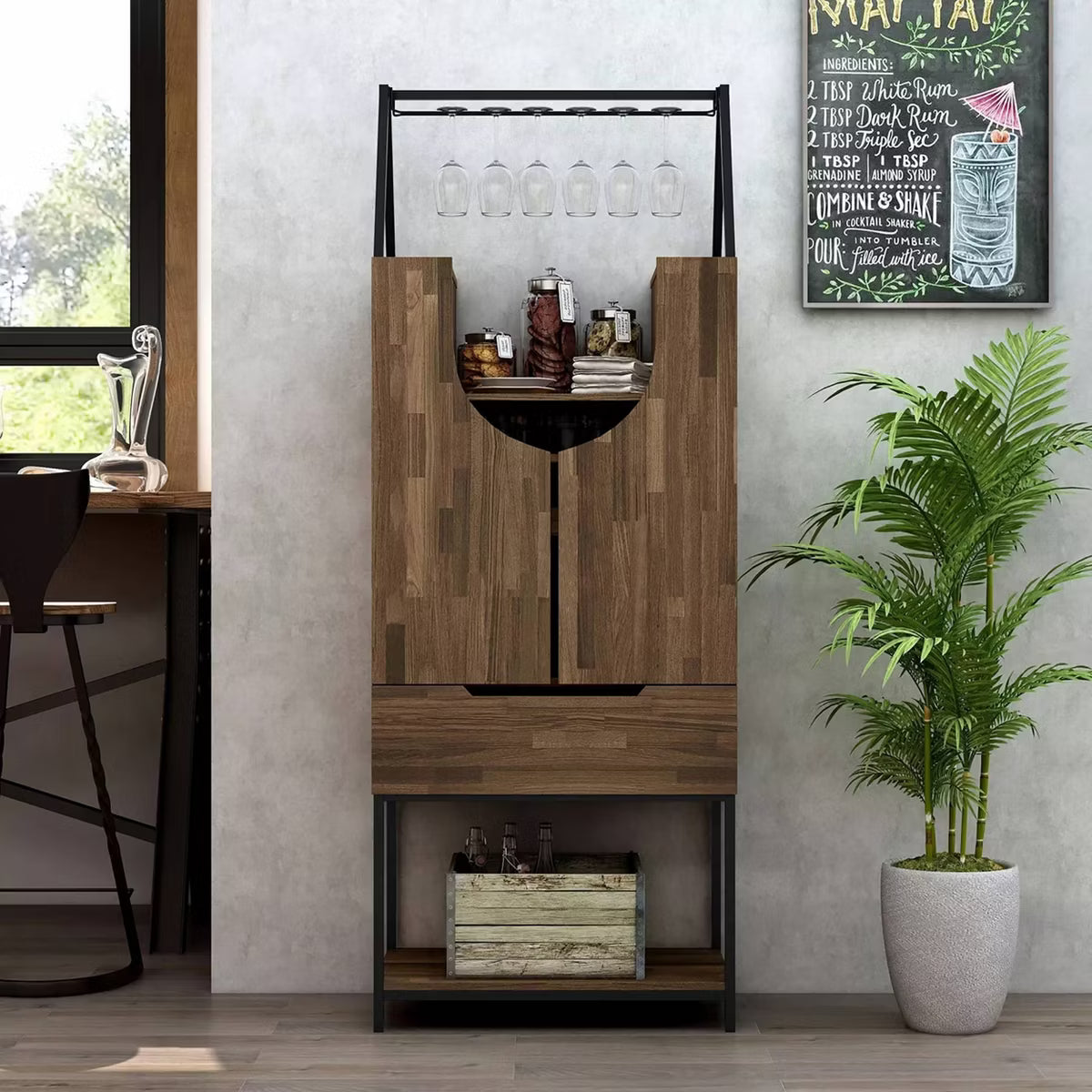 Wine Cabinet – Culinvaro Meluse Multi Storage Wine Cabinet Light Hickory