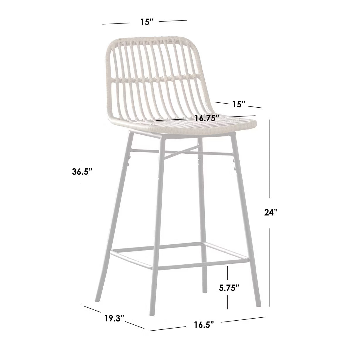 y Set of 2 Greenville Faux Rattan 24" Counter Height Barstools Natural