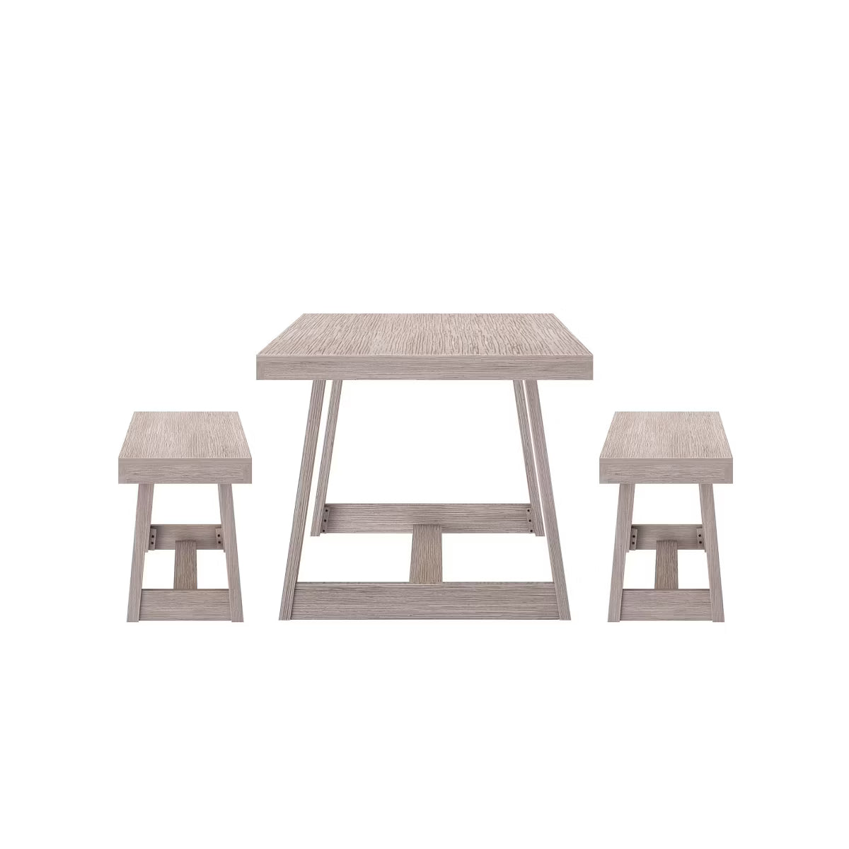 Farmhouse Dining Table Set with 2 Benches
