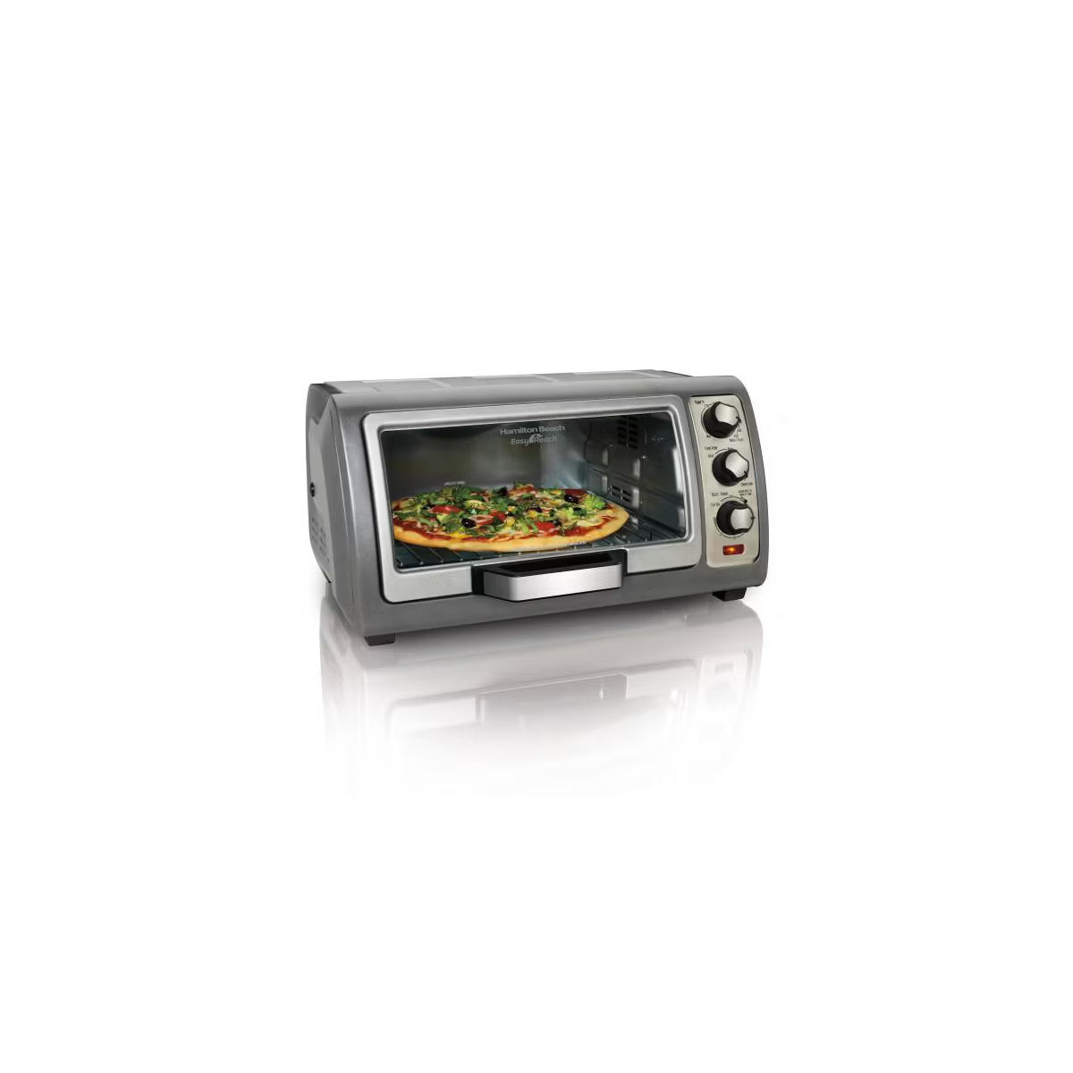 Toaster Oven – Roll-Top Door Easy Reach Toaster Oven – Gray