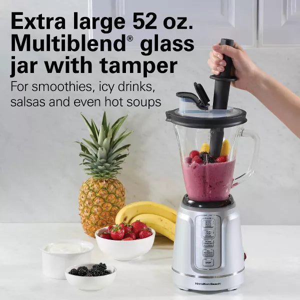 Countertop Blender – PowerBlend Duo 52oz Glass Jar – Silver