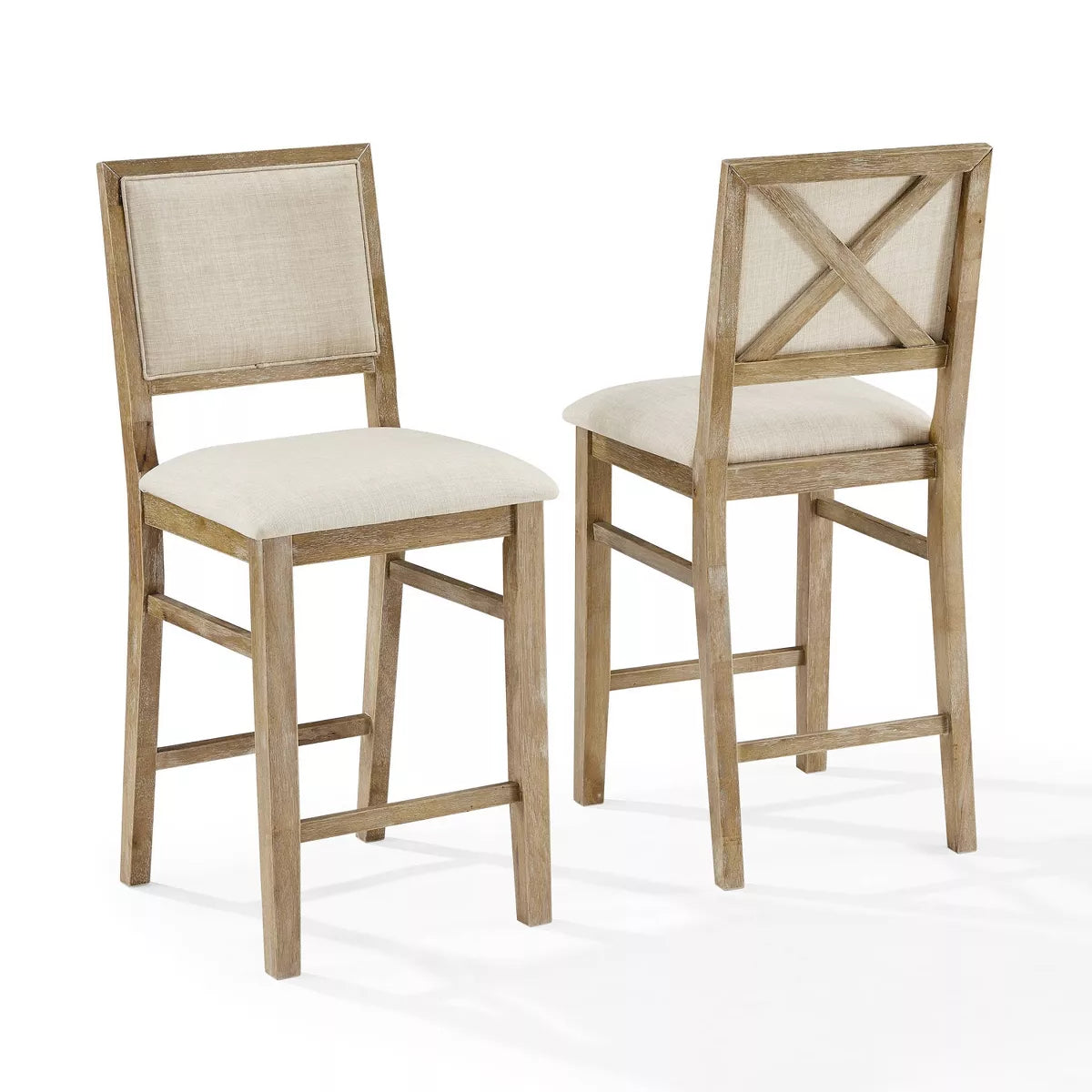 Joanna 2pc Upholstered Counter Height Barstool Set Rustic Brown/Crème