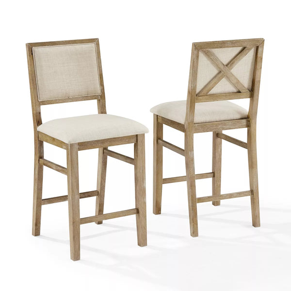Joanna 2pc Upholstered Counter Height Barstool Set Rustic Brown/Crème
