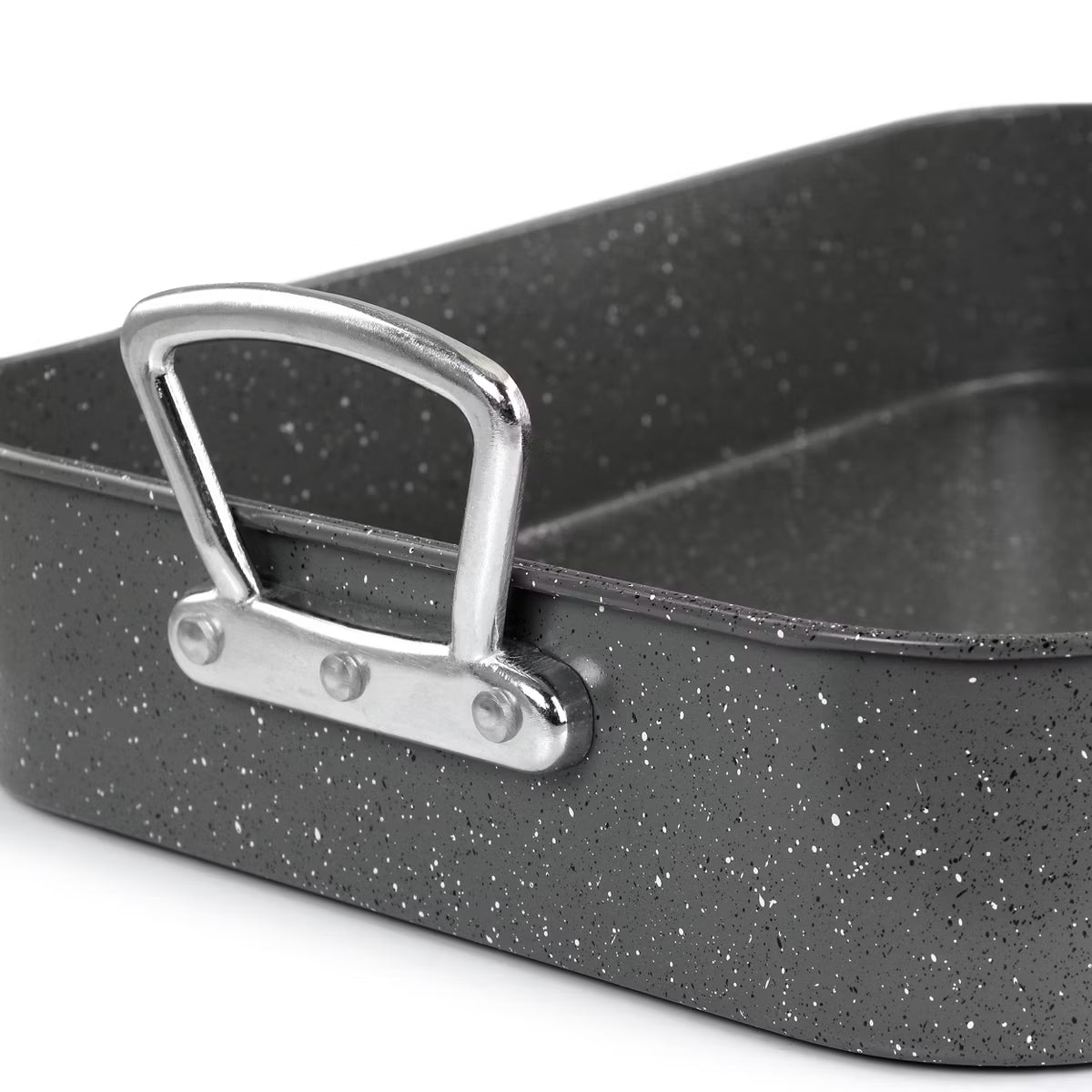 Roasting Pan – 2 Piece Carbon Steel 16.25in. Turkey Roaster Set in Speckled – Gray