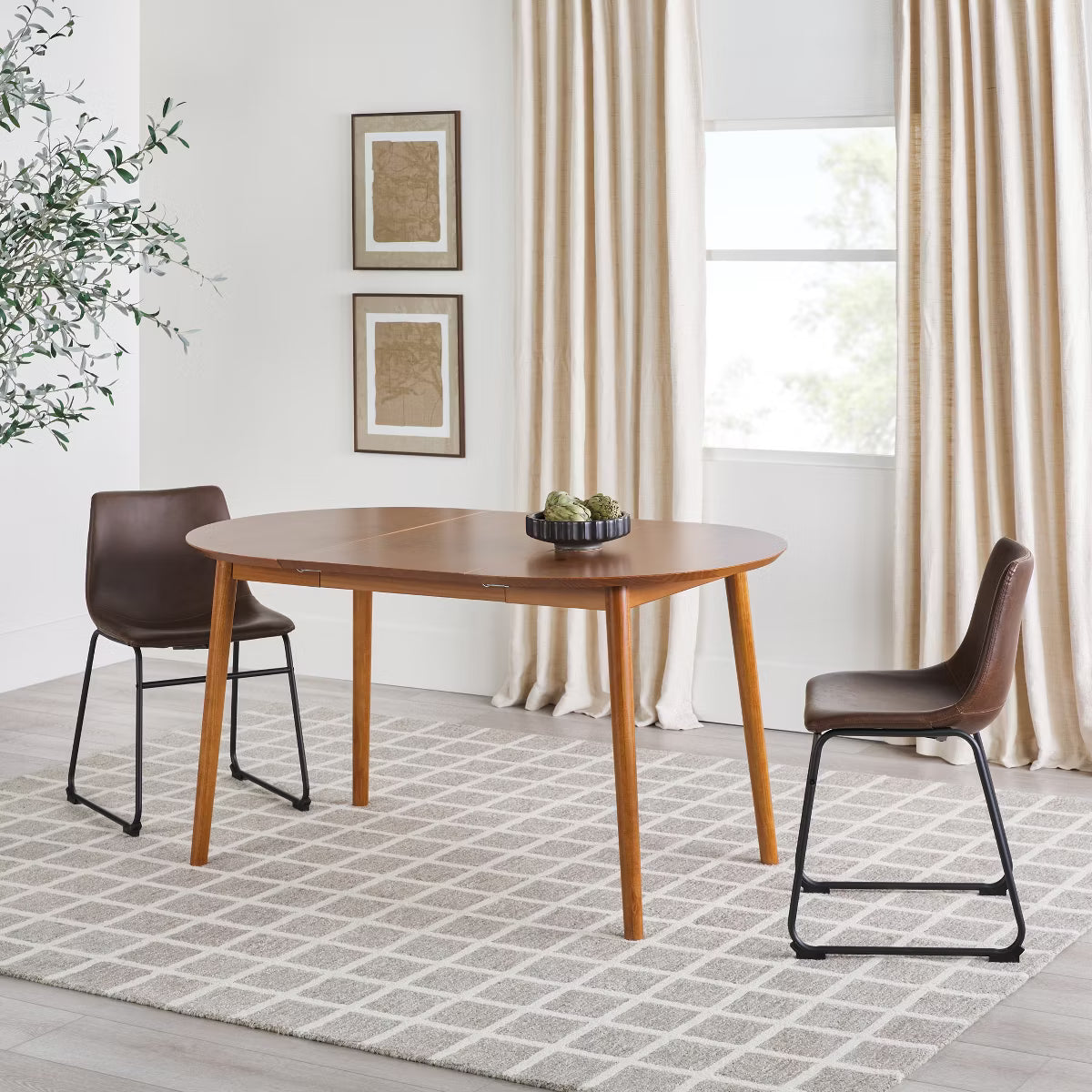 Dining Table – Culinvaro '-Century Modern 40-60” Solid Wood Oval Extension Dining Table Caramel 40" - 60" Caramel