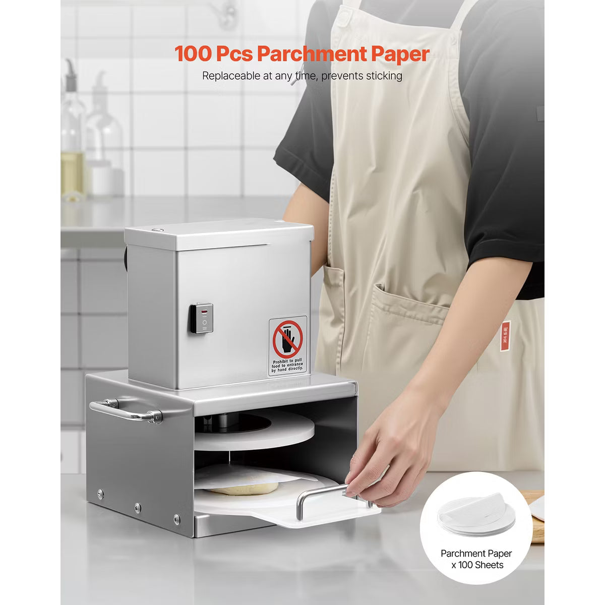 Pizza Oven – Electric Pizza Dough Press Machine, 6 inch Pizza Pastry Press Plate – Silver