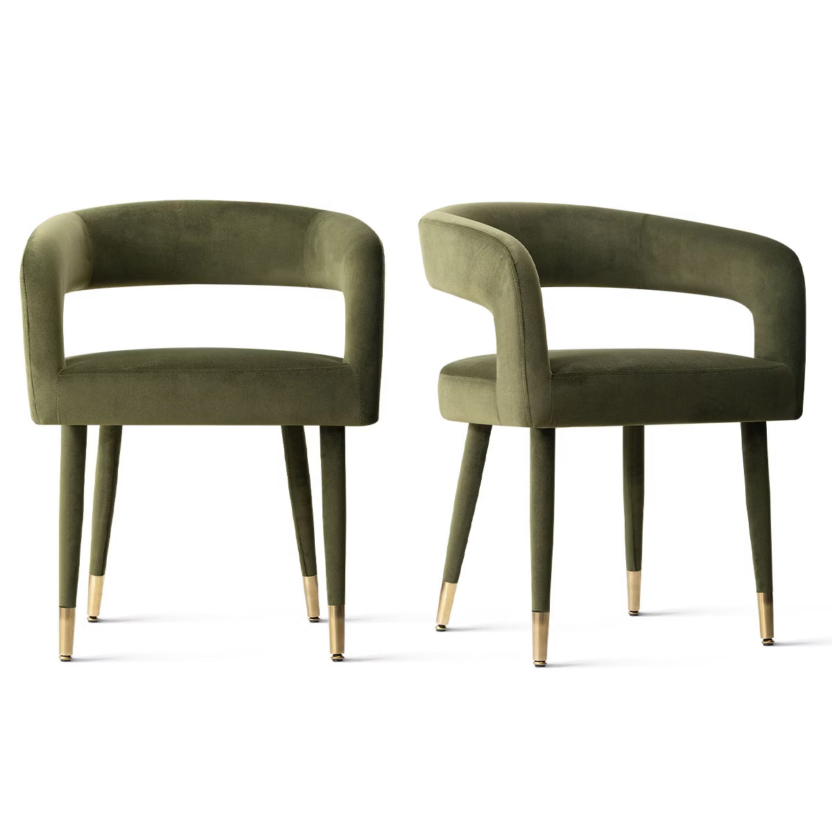 Set of 2 Modern Burgundy Velvet Accent Dining Chairs