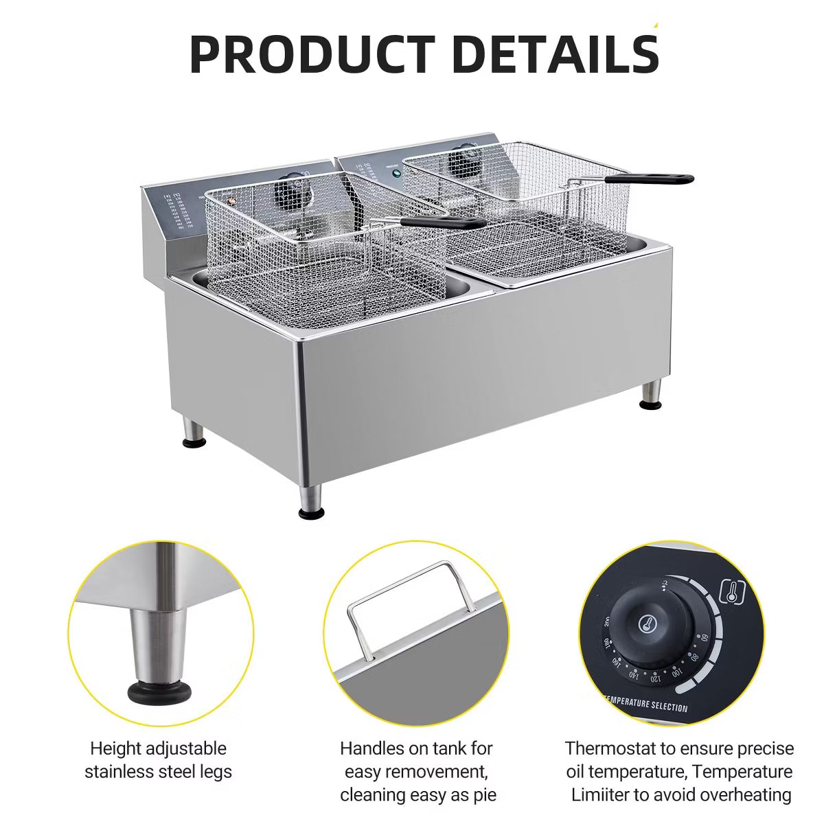 Deep Fryer – Electric Fryer, Deep Fryer Electric Deep Fryer with Basket – 11L+11L(23.2Qt)