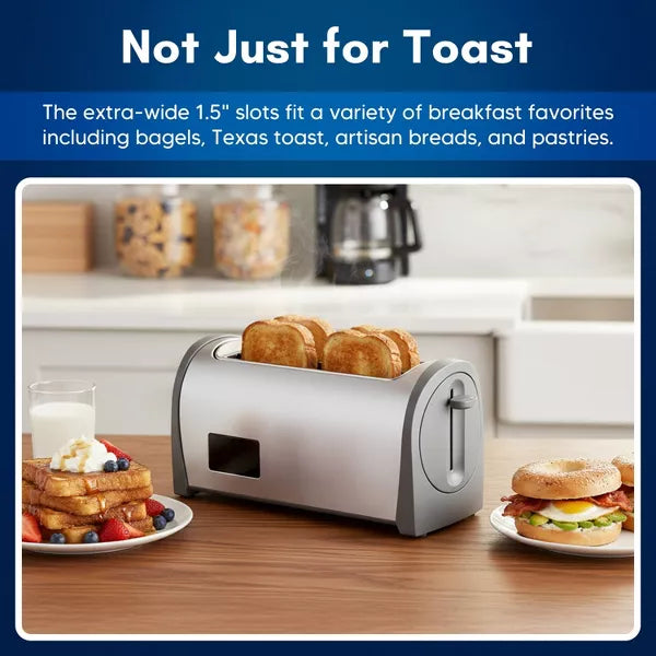 Toaster – 4 Slice Toaster Long Slot Stainless – Silver