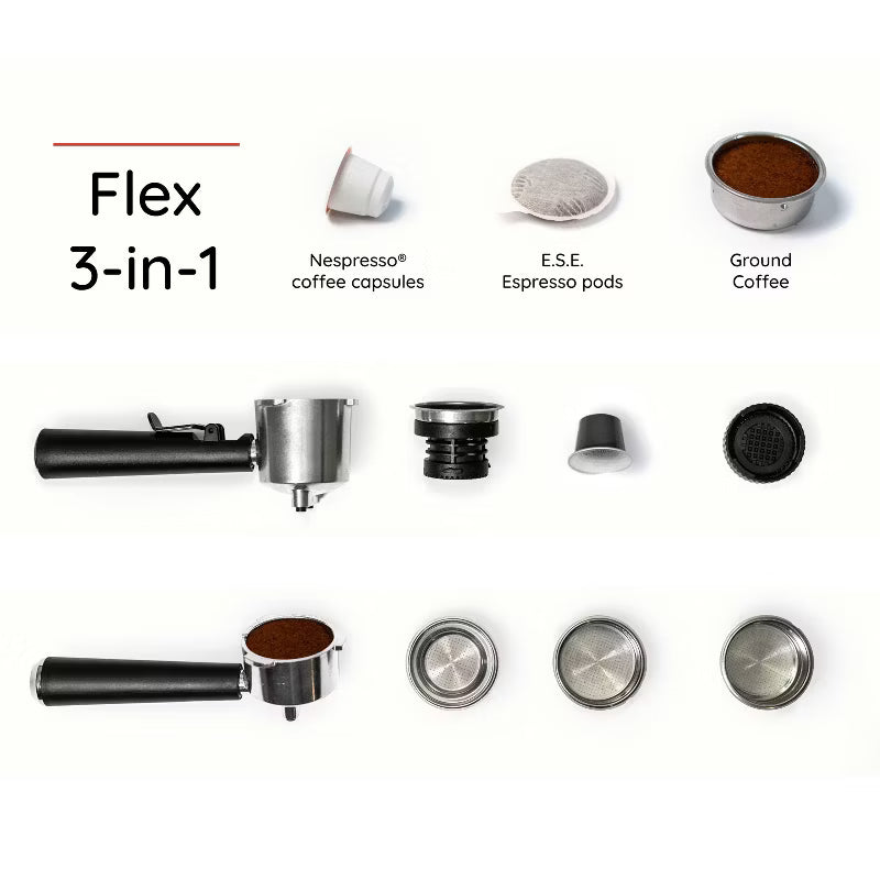Espresso Machine – 3-in-1 Plastic/Metal Espresso Maker Finish – Stainless Steel