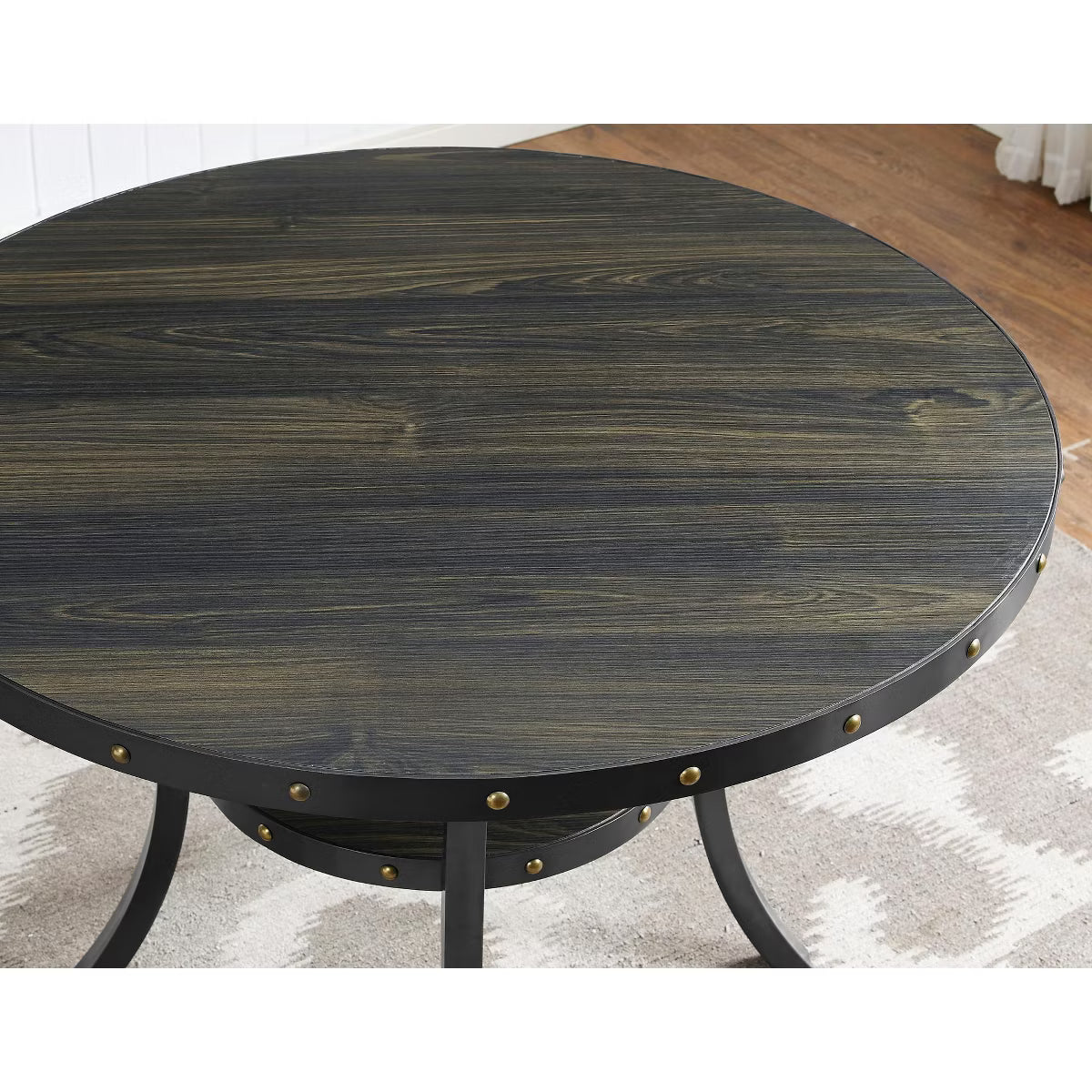 Dining Set – Culinvaro 5 Piece Counter Height Dining Set with Round Table and 4 Nailhead Stools