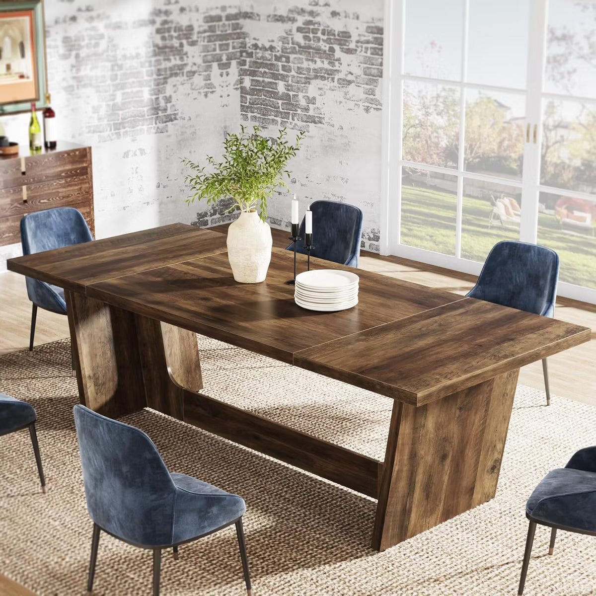 Dining Table – Culinvaro 70.9-Inch Wood Dining Room Table, Rectangular Farmhouse Dining Table