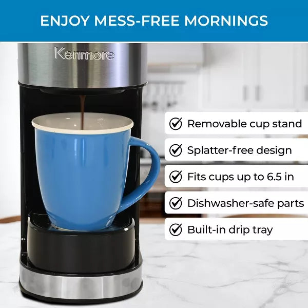 Single-Serve Coffee Maker – Single Serve Coffee Maker with Travel Mug – Black