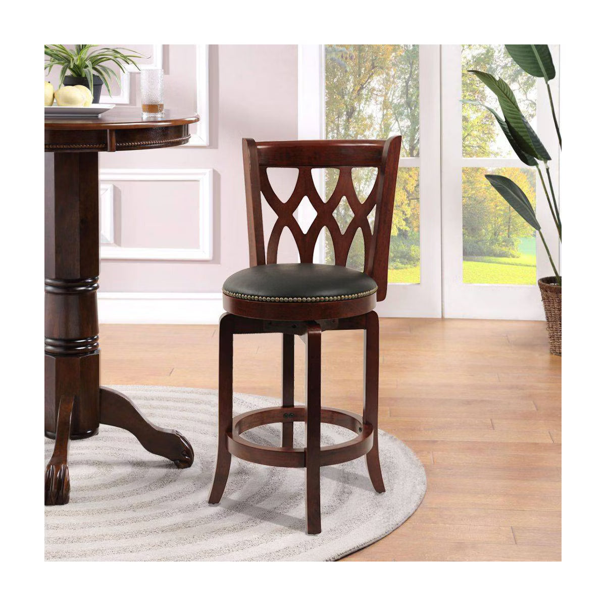 24" Cathedral Swivel Counter Height Barstool Dark Cherry Industries