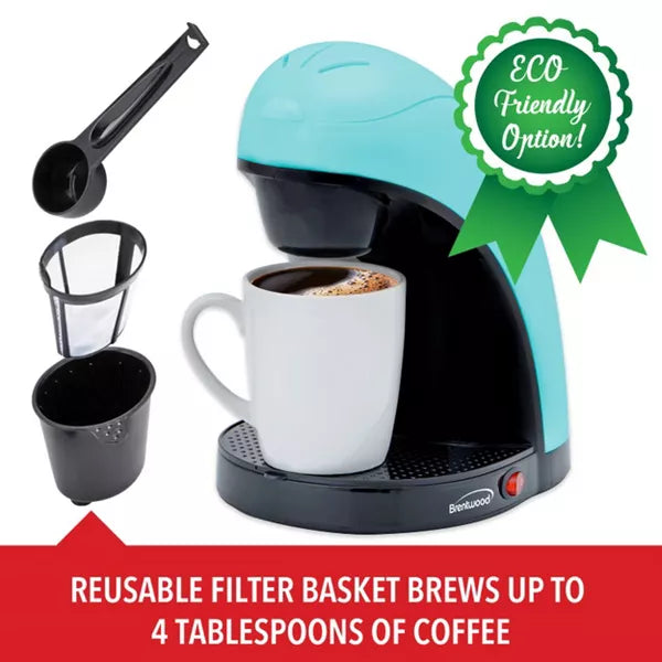 Single-Serve Coffee Maker – ingle Serve Coffee Maker with Porcelain Mug – Blue