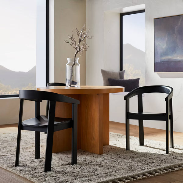 Terra Solid Wood Curved Back Dining Chair Black