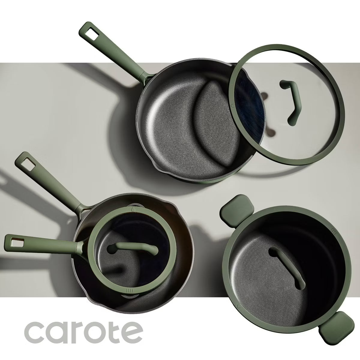 Cookware Set – 21pc Nonstick Cookware Set Taupe – Dark Green