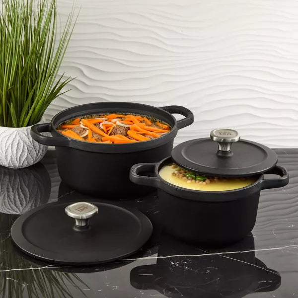 Cookware Set – 4Pc Enameled Cast Iron Cookware Set – Black