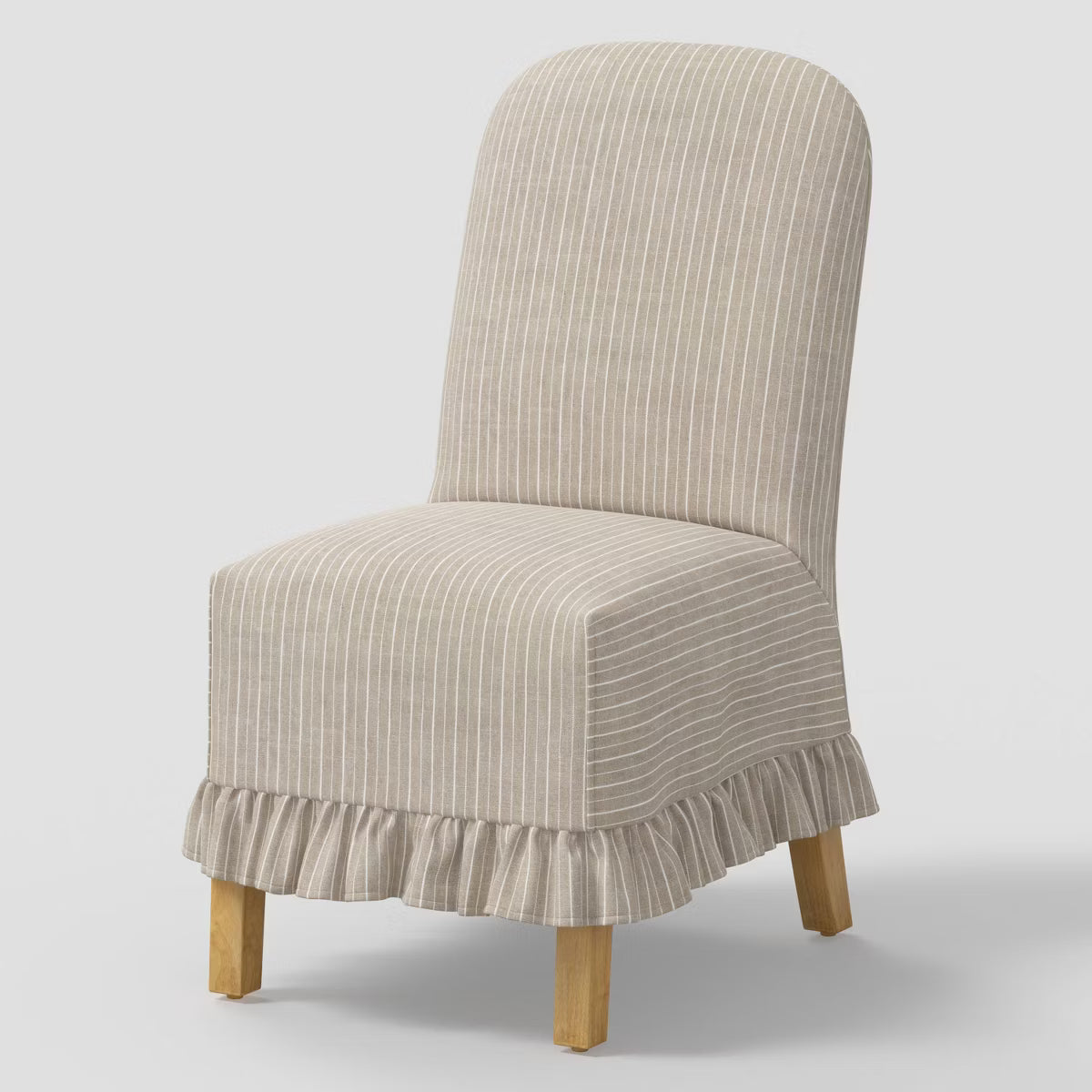 Ivy Ruffled Slipcover Dining Chair in Pinstripe Linen