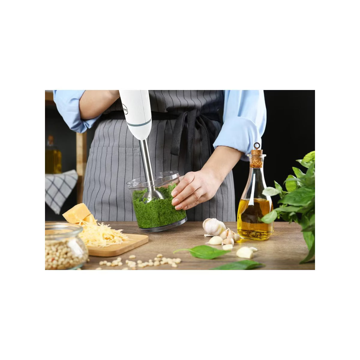 Immersion Blender – Hand Immersion Blender with Whisk Attachment – White