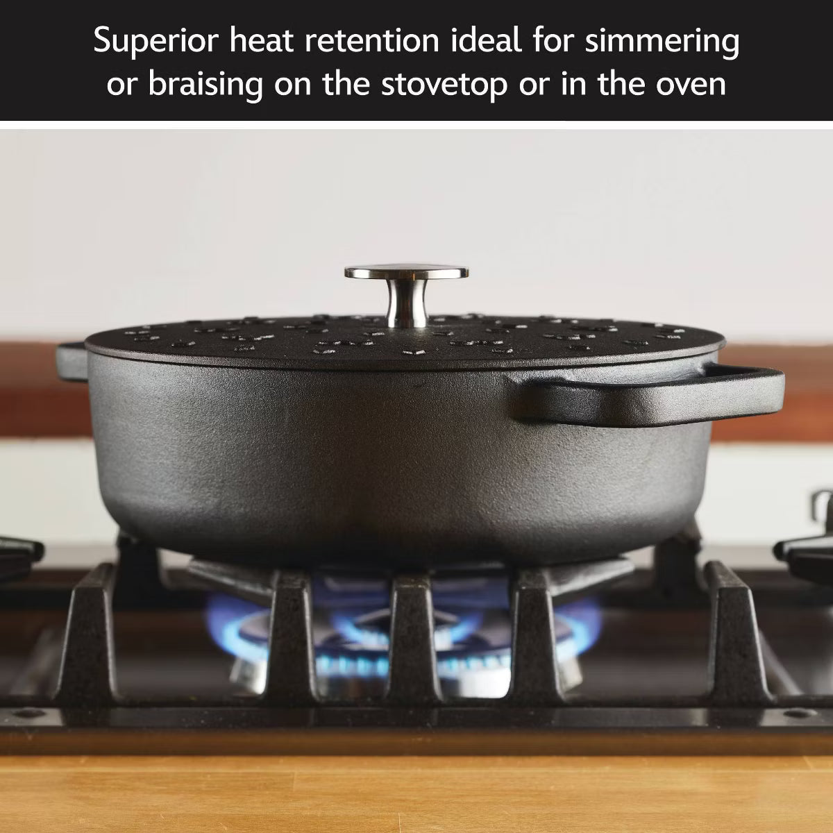 Dutch Oven – Disney Monochrome 3qt Pre Seasoned Cast Iron Shallow Casserole – Black