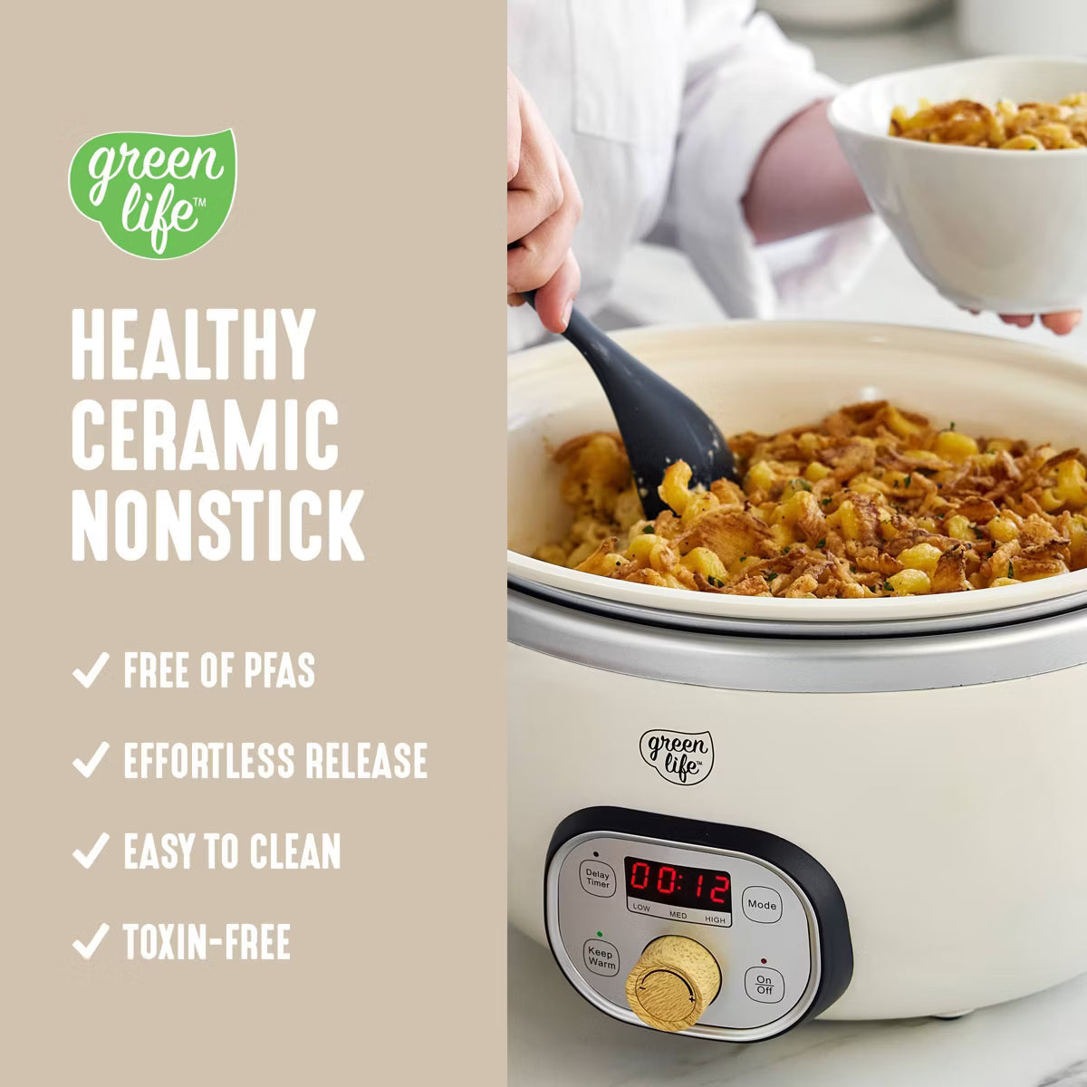 Slow Cooker – Healthy 6qt Slow Cooker with Handle – Cream
