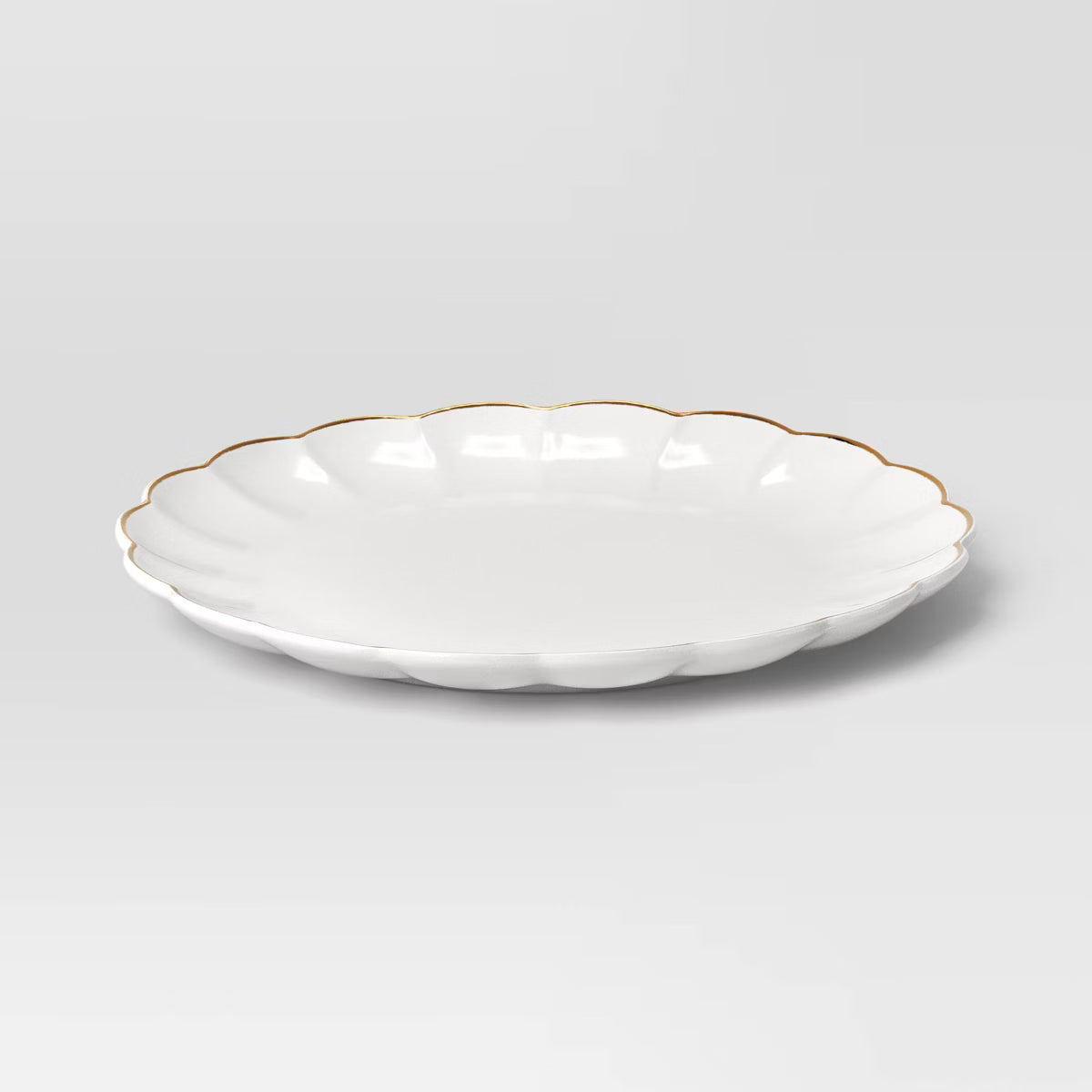 Salad Plate – Culinvaro 8.125" Stoneware Scalloped Salad Plate Gold Rim