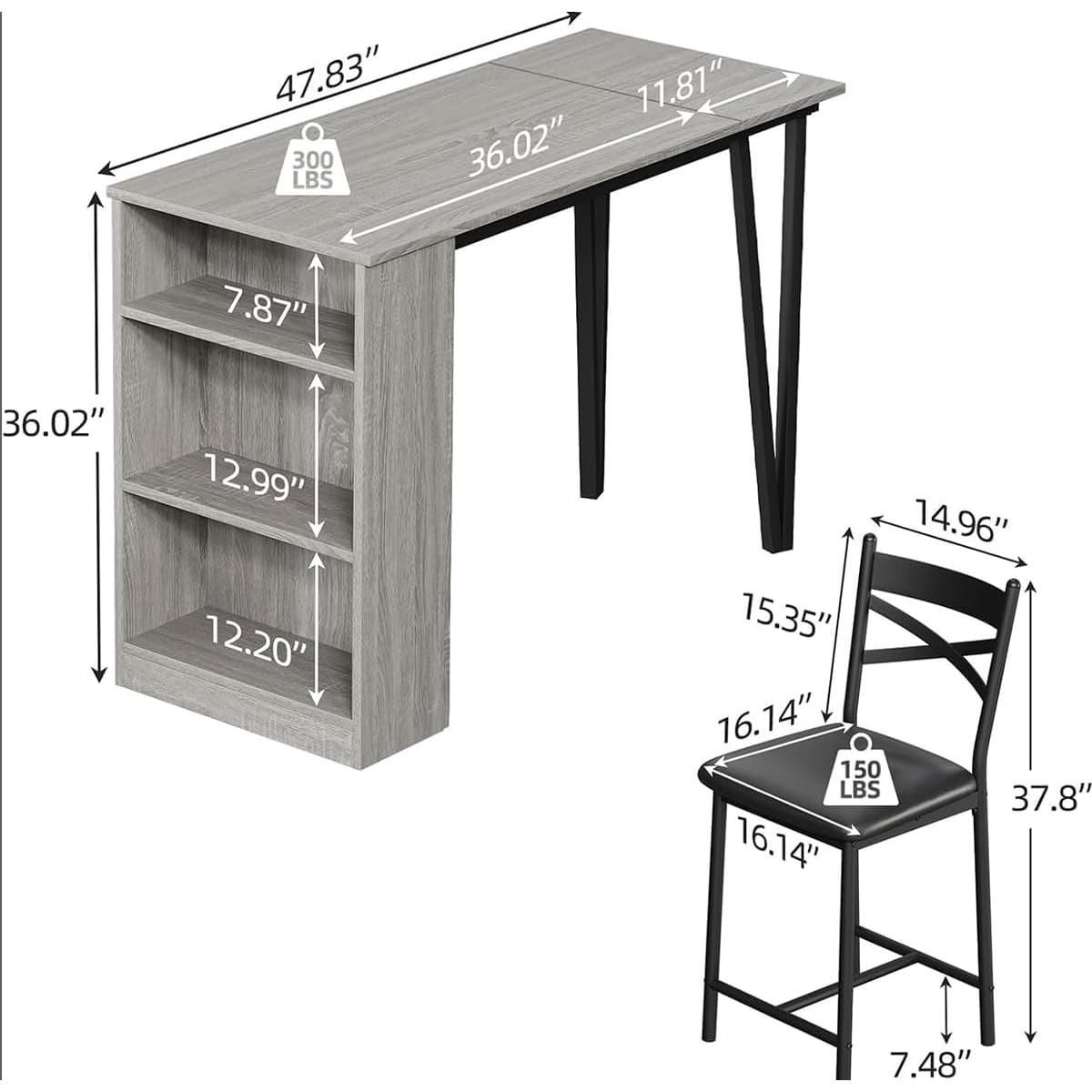 Bar Table – Culinvaro 3 Piece Bar Table Set for 2, Bar Table and Chairs Set