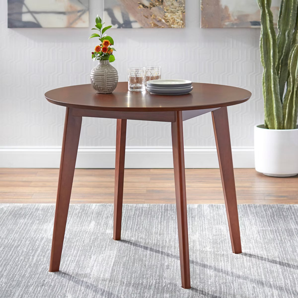 3pc Tania Mid Century Modern Dining Set Walnut