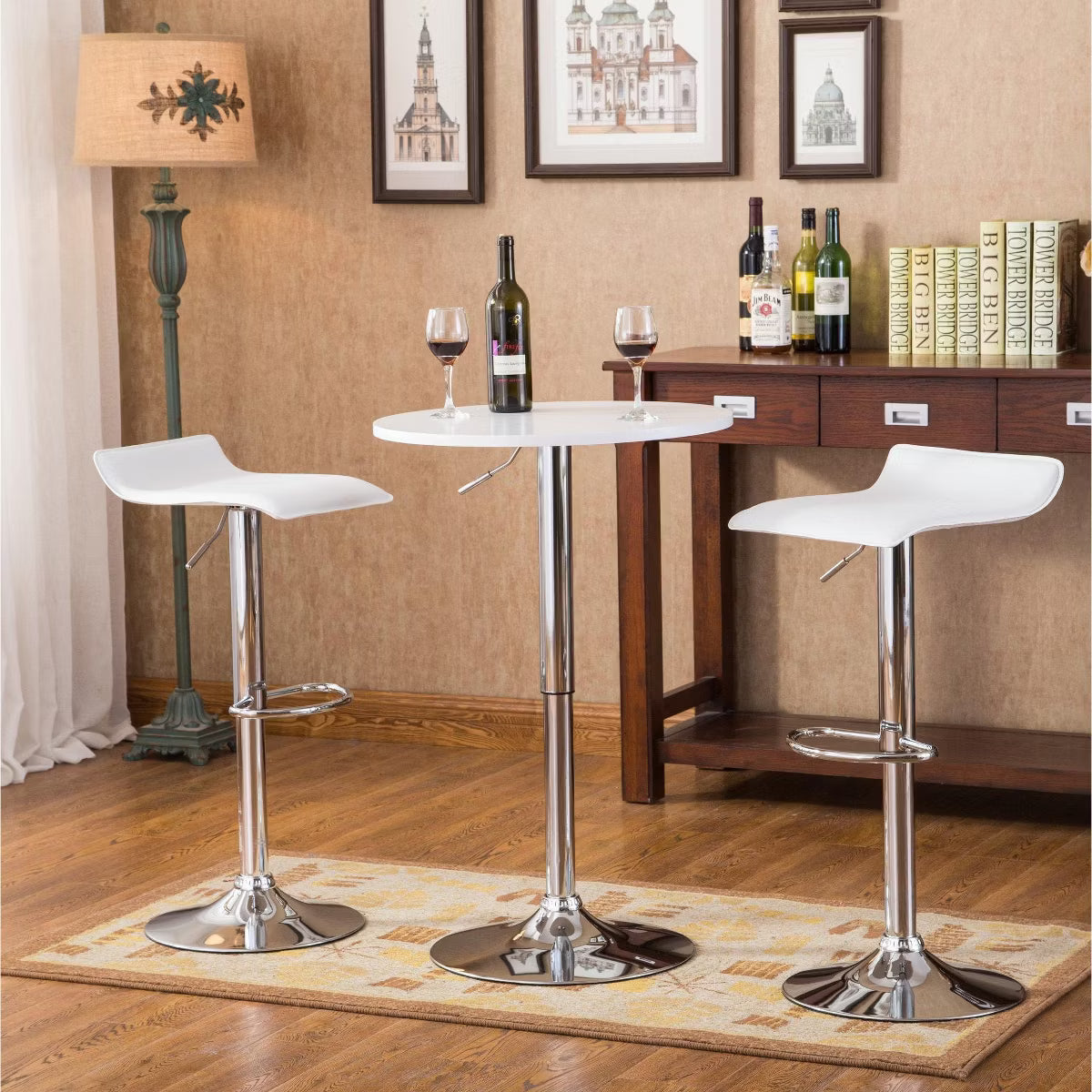 Baxton 3-Piece White Adjustable Bar Table Set