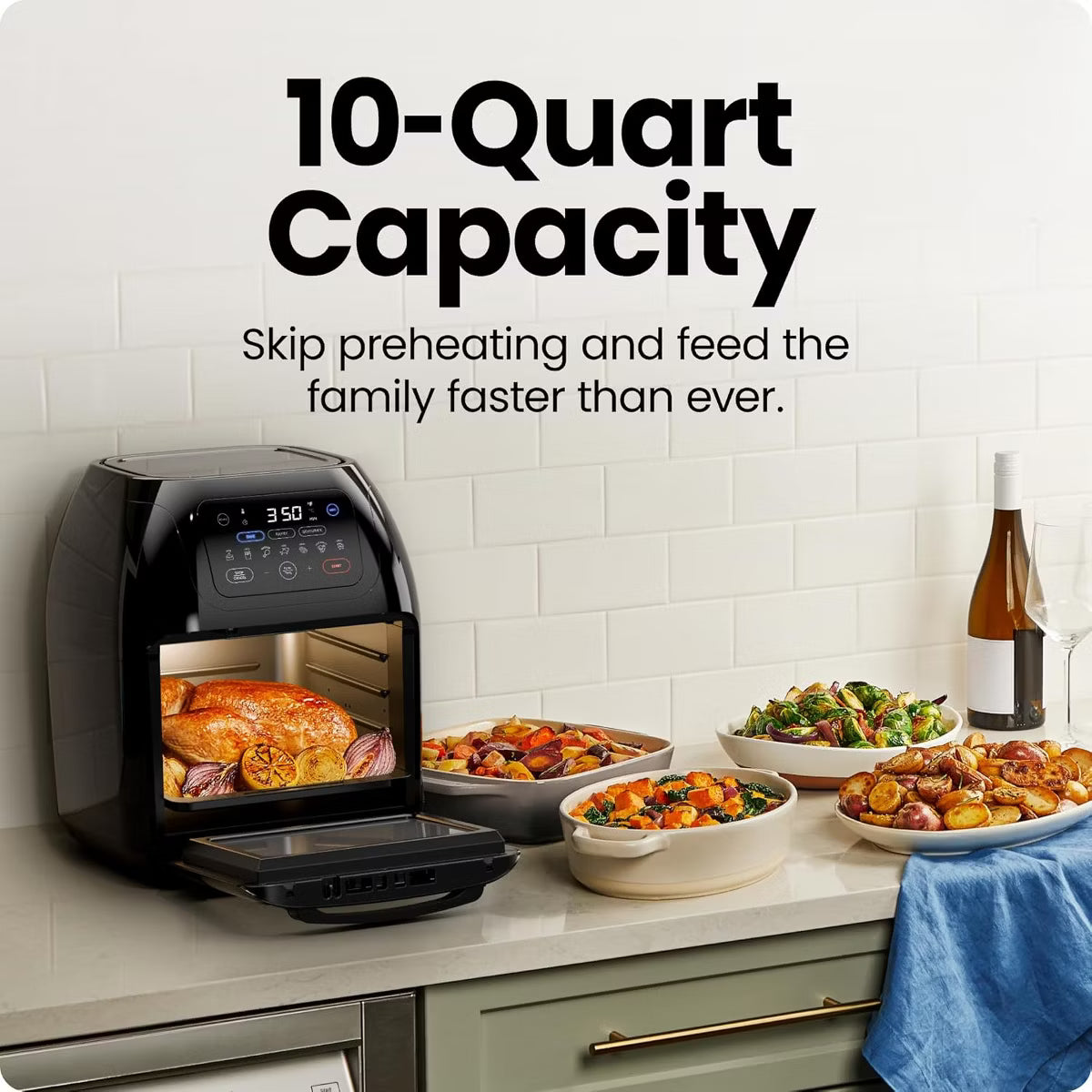 Air Fryer – Multifunctional Digital 10 Qt. Air Fryer+ Rotisserie, Fry – Black