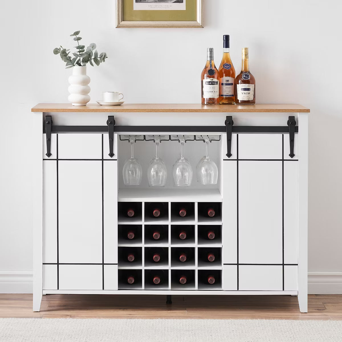 Bar Cabinet – Culinvaro Home 47 Inch Wine Bar Cabinet, Engineered Wood Coffee Bar Cabinet