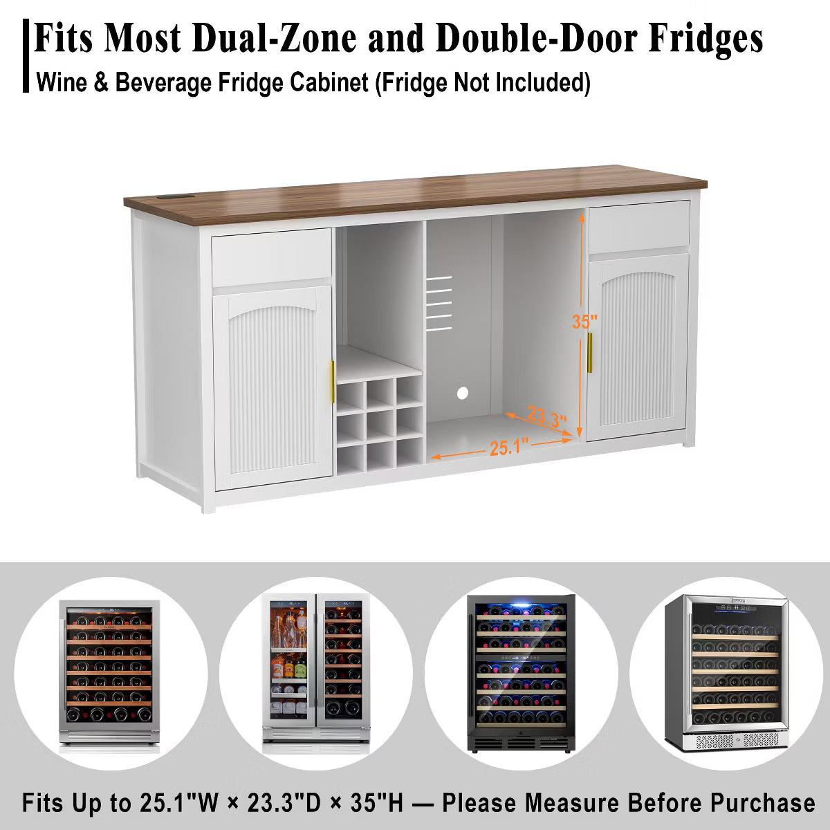 Bar Cabinet – Culinvaro Extra Long Bar Cabinet with Fridge Space, Modern Wine Liquor Cabinet,78.7" White
