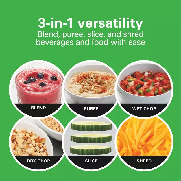 Countertop Blender – Kitchen System 3-in-1 Blender with 52oz Food Processor Glass – Black