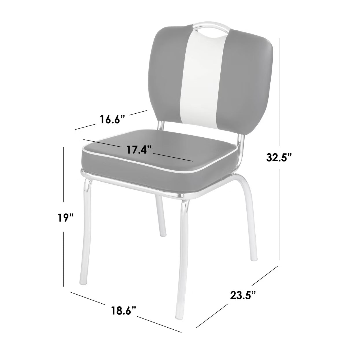 Set of 2 Raleigh Retro Faux Leather Dining Chairs White/Red: Faux Leather