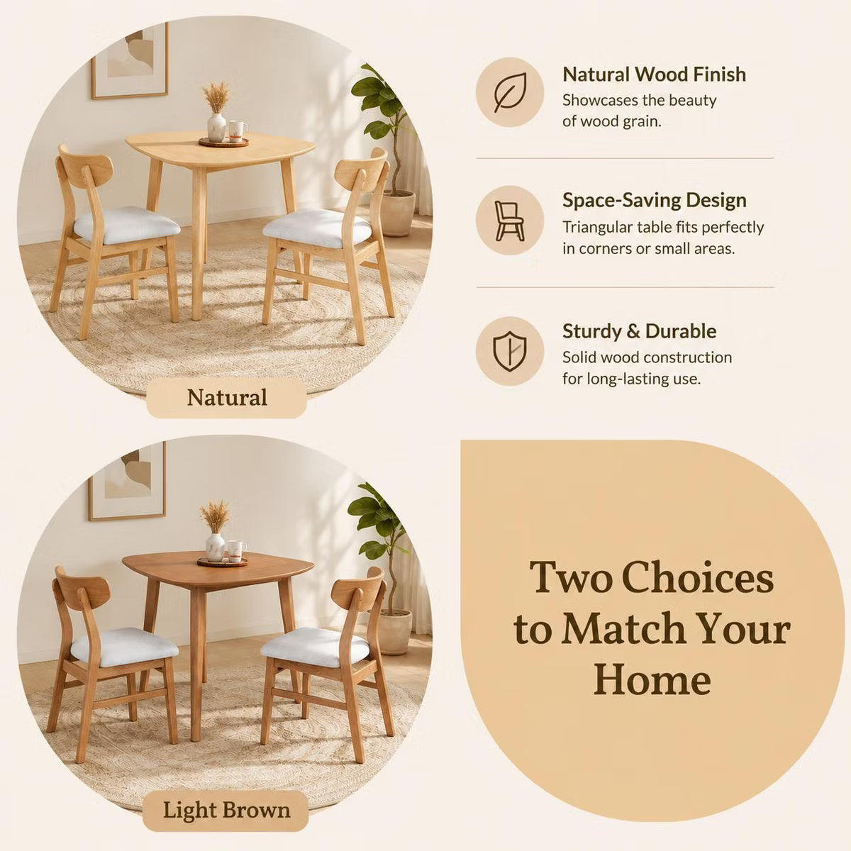 Dining Set – Culinvaro 3-Piece Modern Table and Chair Set