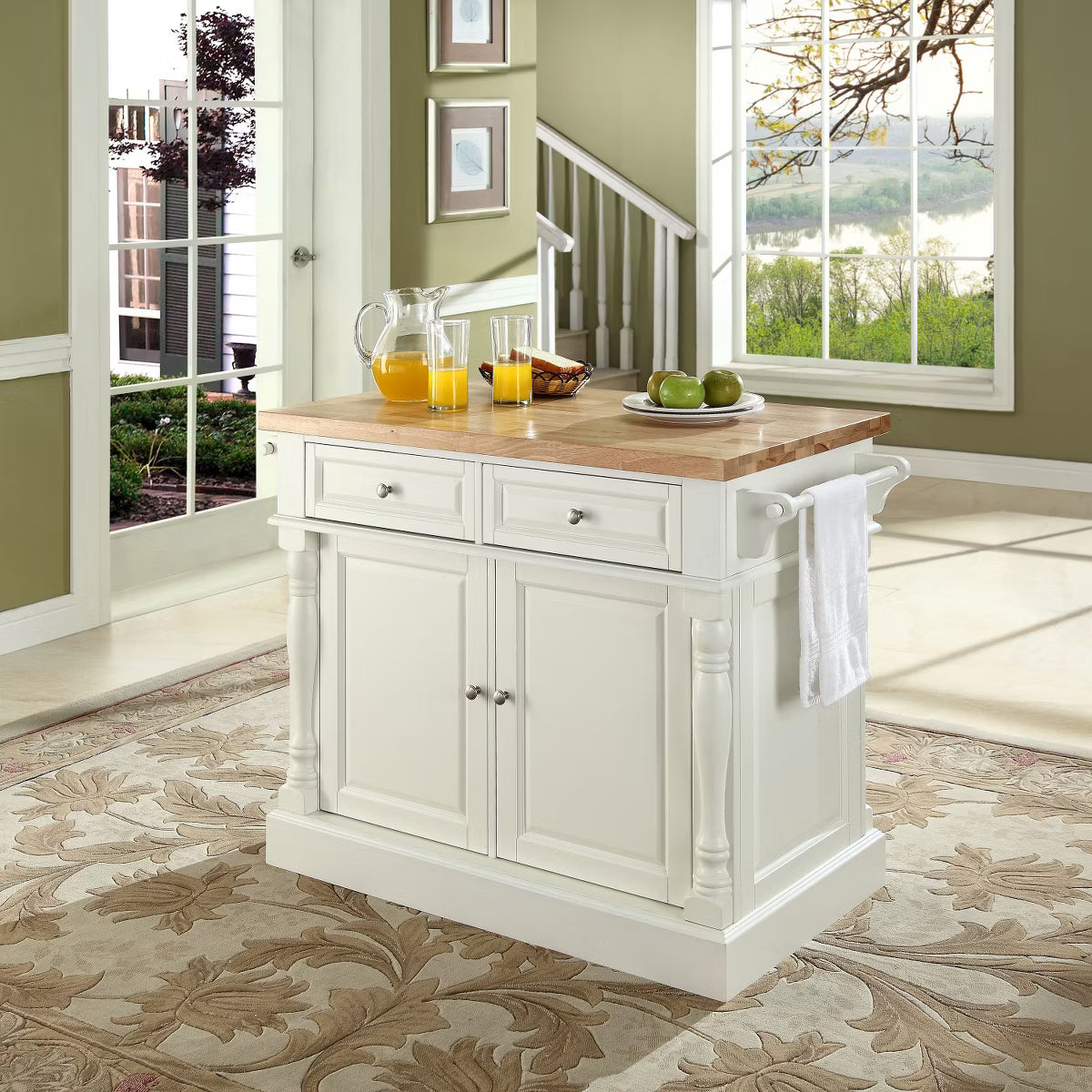 Butcher Block – Culinvaro Butcher Block Top Kitchen Island - White