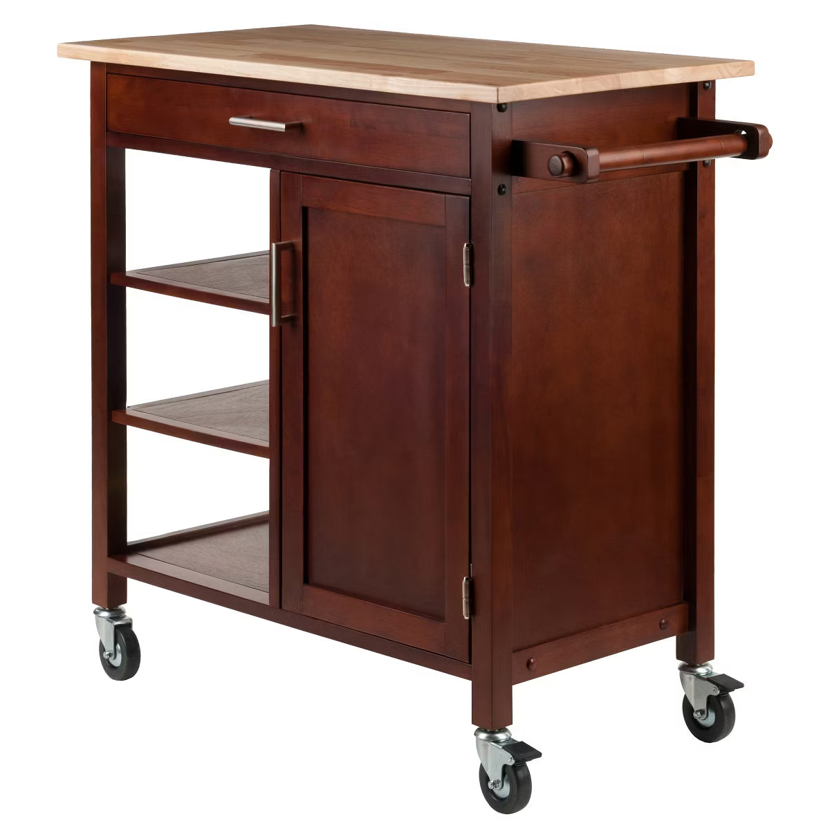 Kitchen Cart – Culinvaro Marissa Kitchen Cart Walnut - Winsome: Solid Beechwood Top