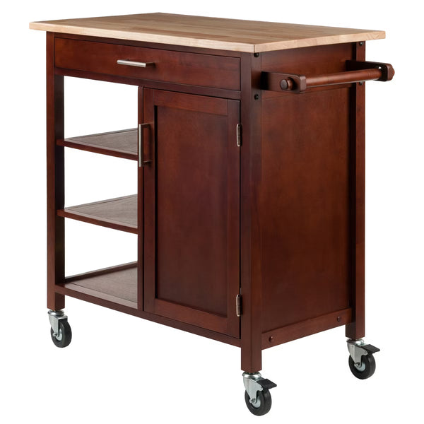Kitchen Cart – Culinvaro Marissa Kitchen Cart Walnut - Winsome: Solid Beechwood Top